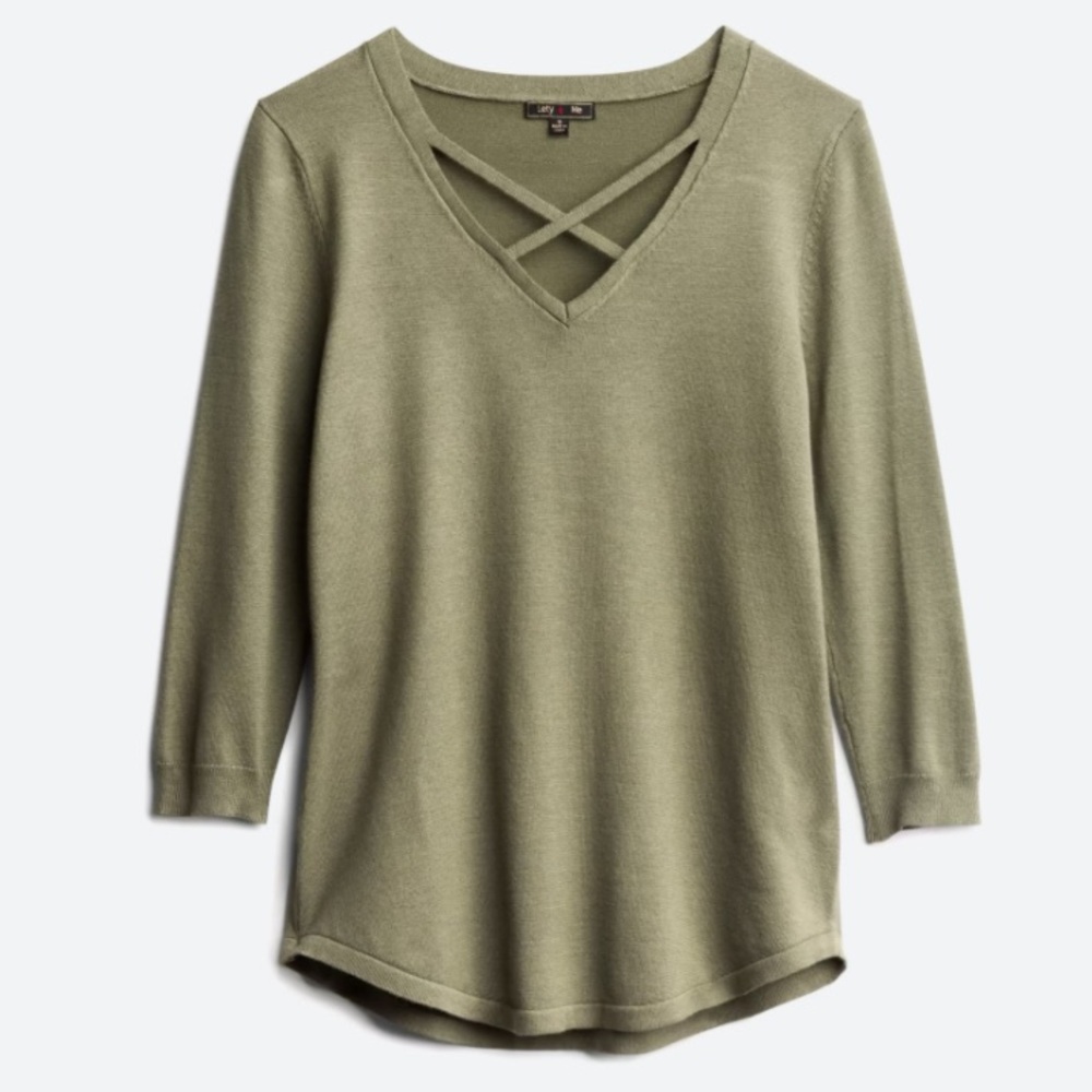 Lety & Me | Vita Cross Detail Pullover | XS | Olive